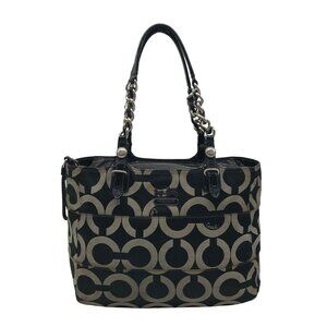 Coach Madison Black & Gray Sateen Tribeca Op Art Shoulder Bag 14133
